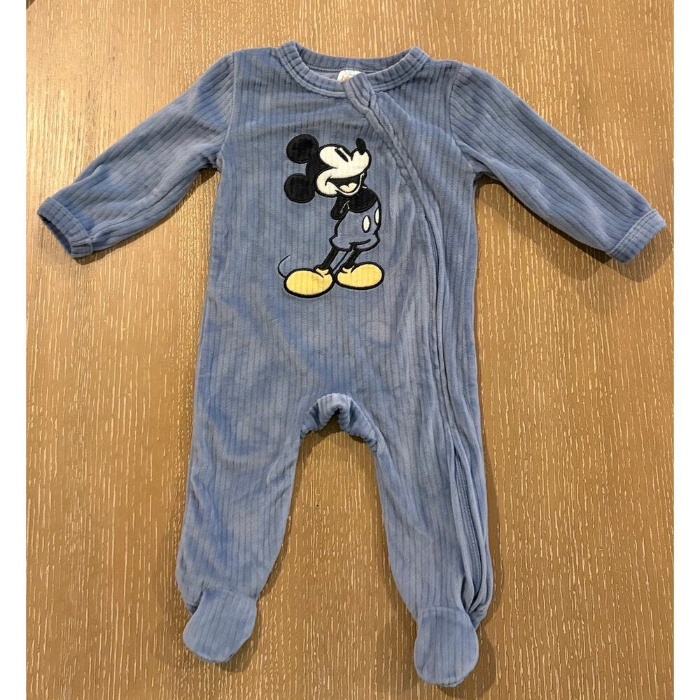 Disney Baby Mickey Mouse Footed Pajama One Piece Size 3/6 Month Zipper